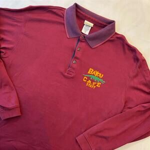 🐊 Vintage LL Bean Staff Shirt Polo L Bayou Cafe Alligator Graphic Workwear